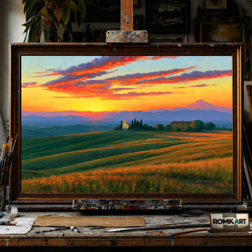 Tuscan Sunset hand-painted oil painting on canvas
