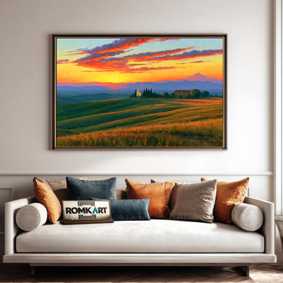 Tuscan Sunset Countryside Oil Painting - image 4