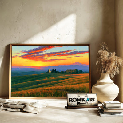 Tuscan Sunset Countryside Oil Painting - image 6