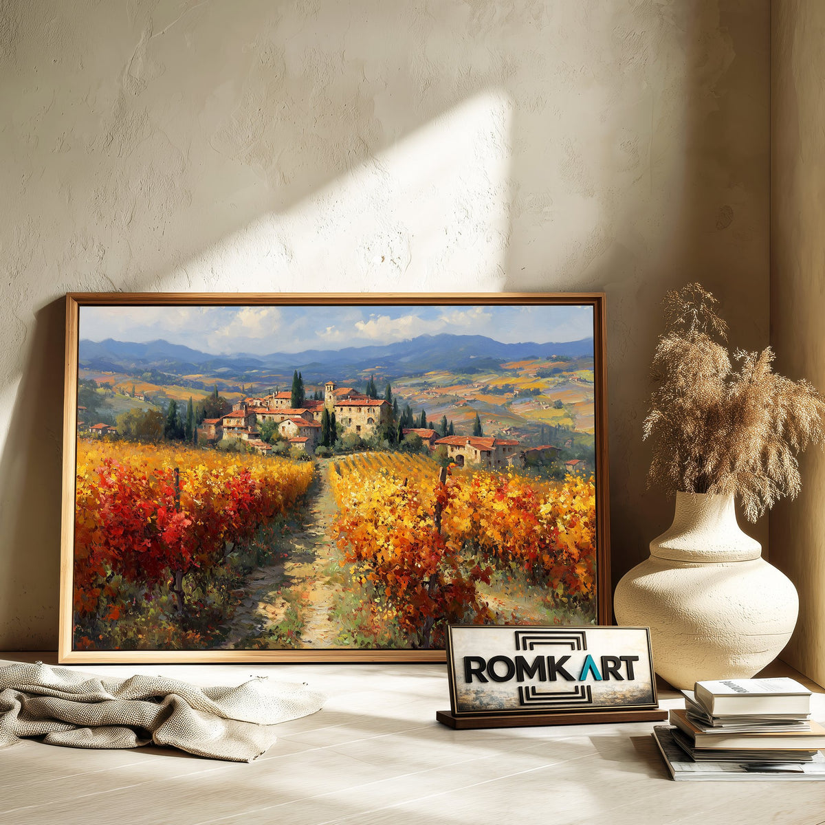 Tuscan Vineyard in Autumn Countryside Oil Painting - image 6