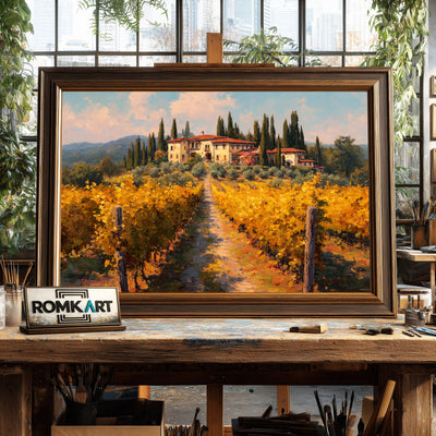 Tuscan Vineyard Landscape Countryside Oil Painting - image 2