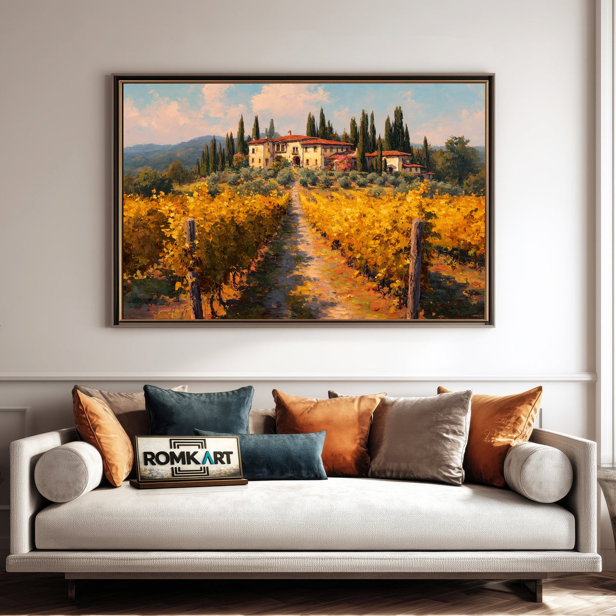 Tuscan Vineyard Landscape Countryside Oil Painting - image 4