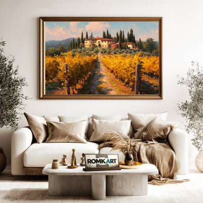 Tuscan Vineyard Landscape Countryside Oil Painting - image 5