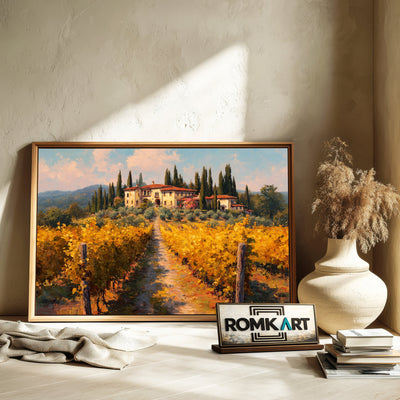 Tuscan Vineyard Landscape Countryside Oil Painting - image 6