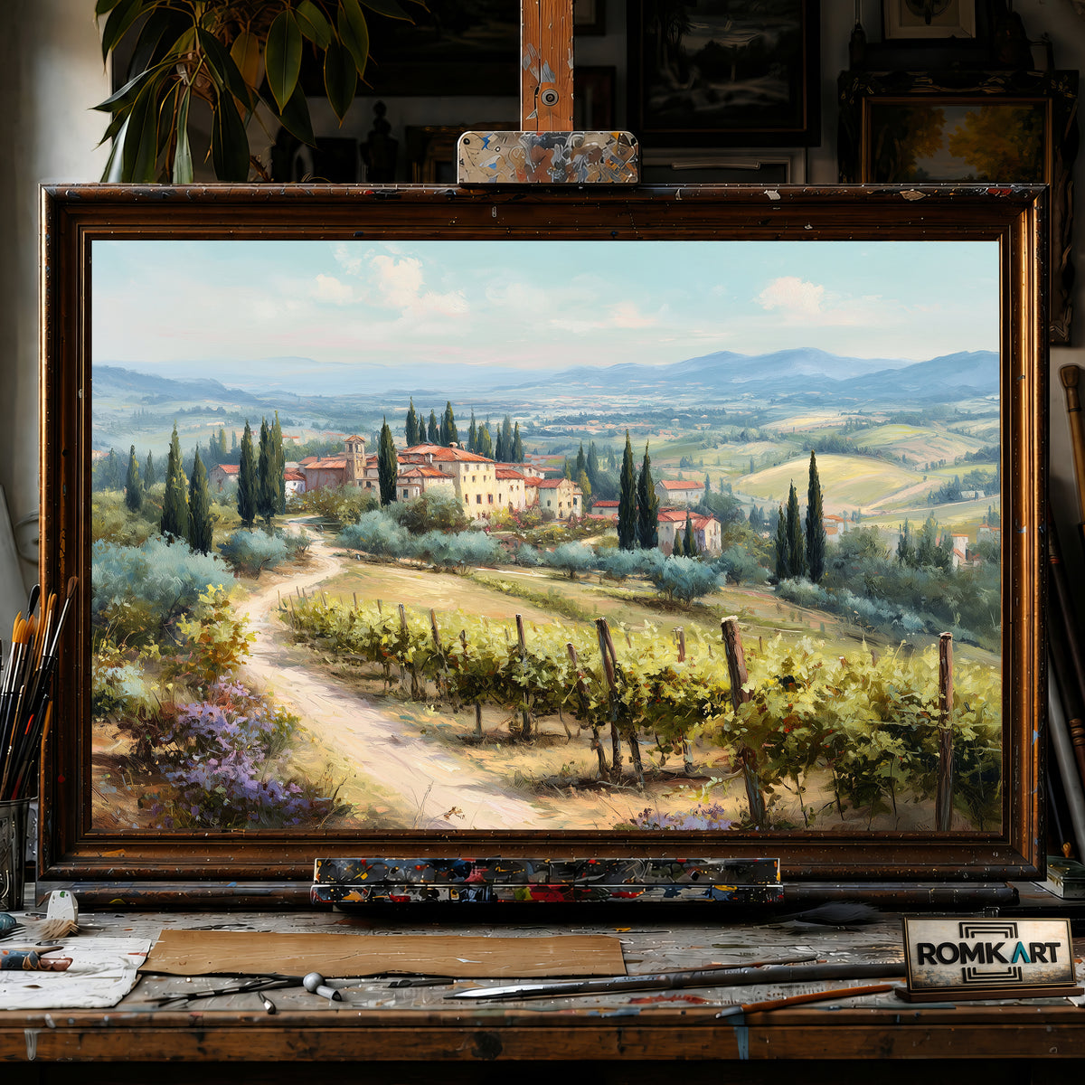 Tuscan Vineyard hand-painted oil painting on canvas