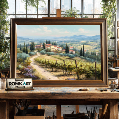 Tuscan Vineyard Countryside Oil Painting - image 2