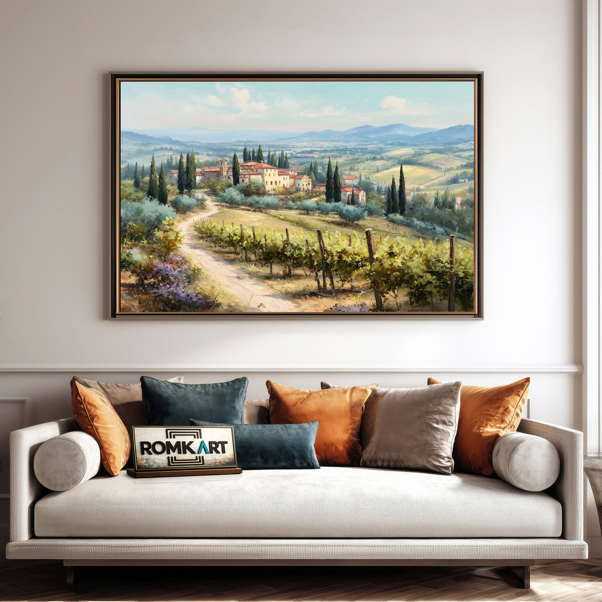 Tuscan Vineyard Countryside Oil Painting - image 4