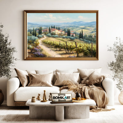 Tuscan Vineyard Countryside Oil Painting - image 5