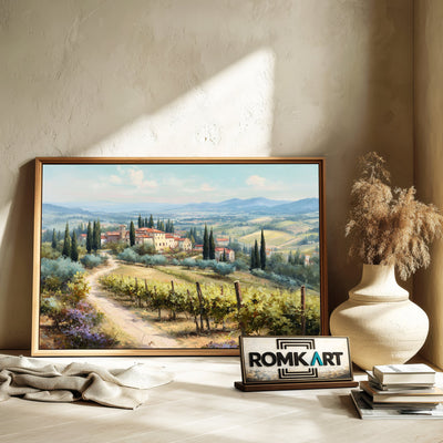 Tuscan Vineyard Countryside Oil Painting - image 6