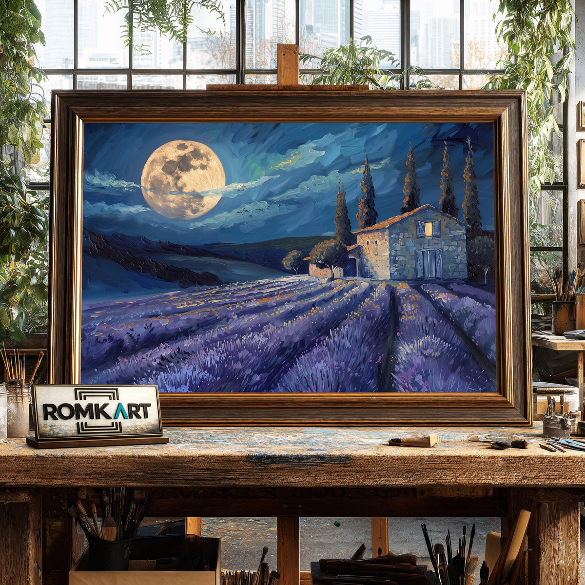 Tuscany Night Scene Countryside Oil Painting - image 2