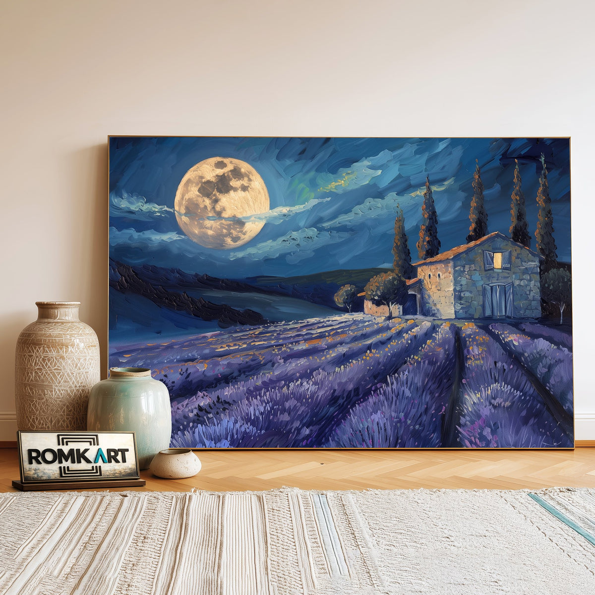 Tuscany Night Scene Countryside Oil Painting - image 3