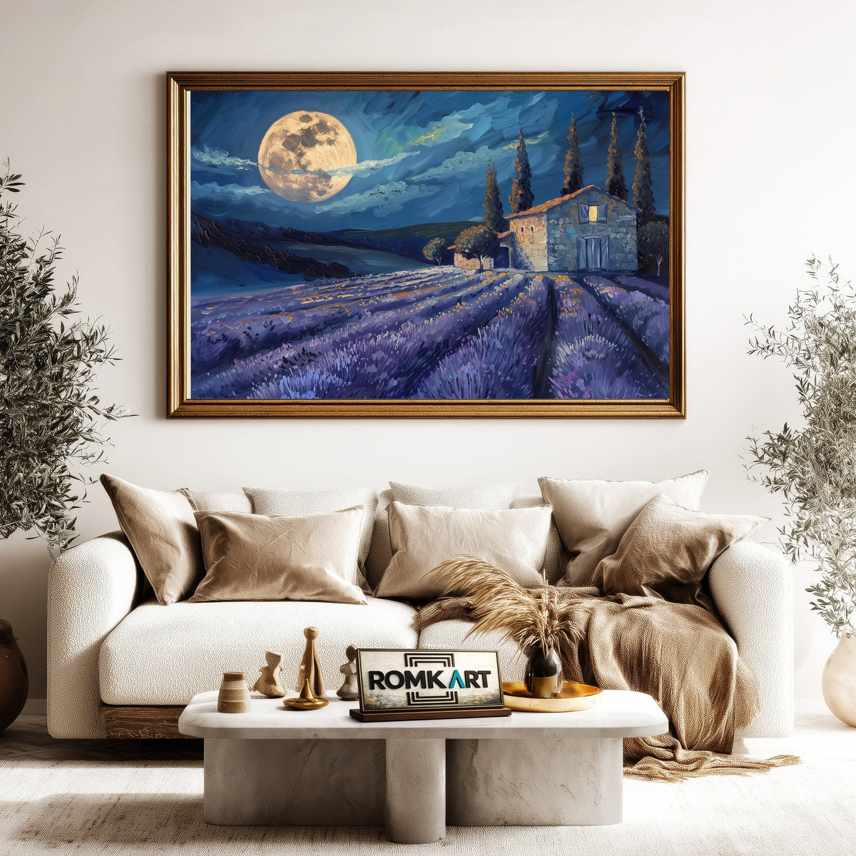 Tuscany Night Scene Countryside Oil Painting - image 5