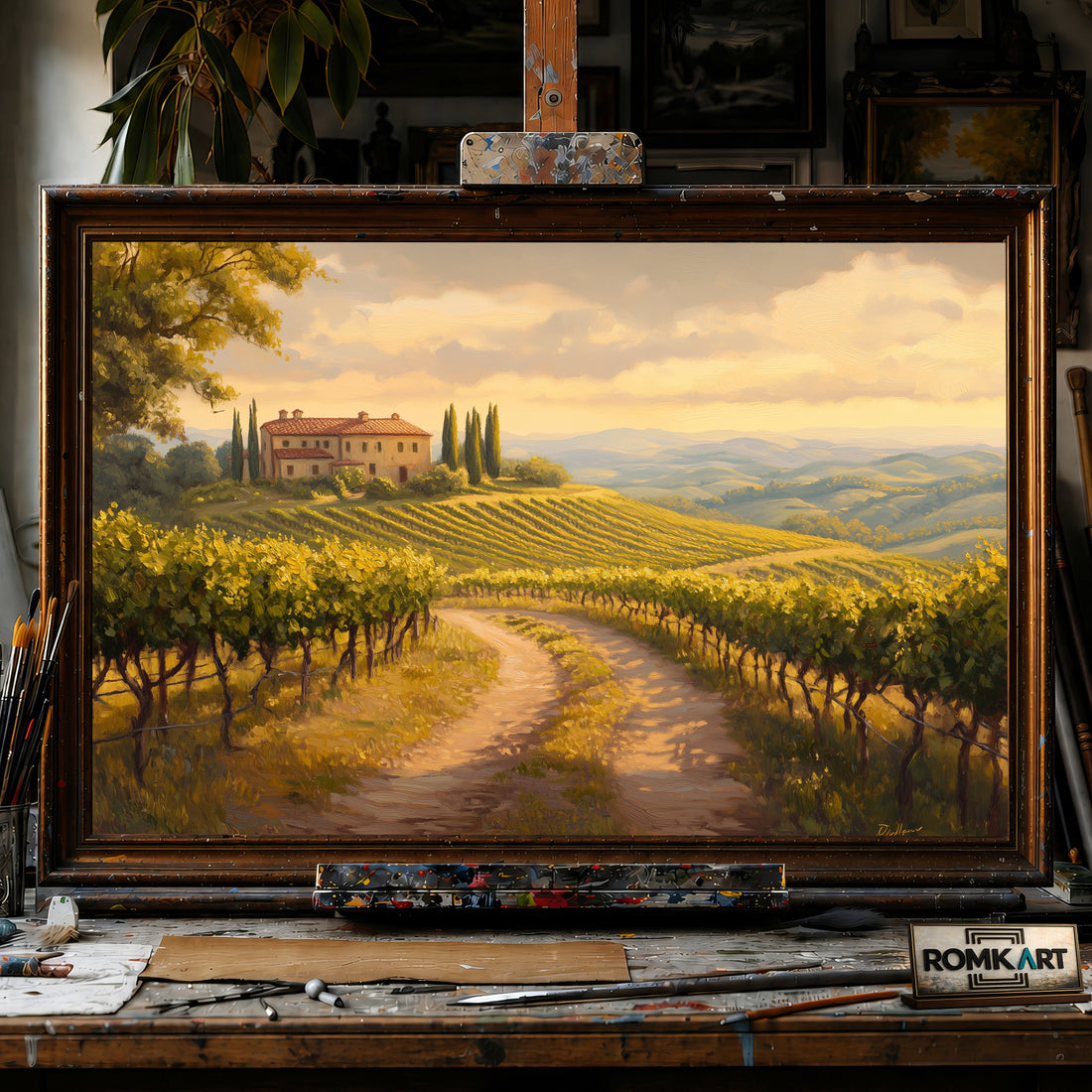 Tuscany Vineyard Landscape hand-painted oil painting on canvas