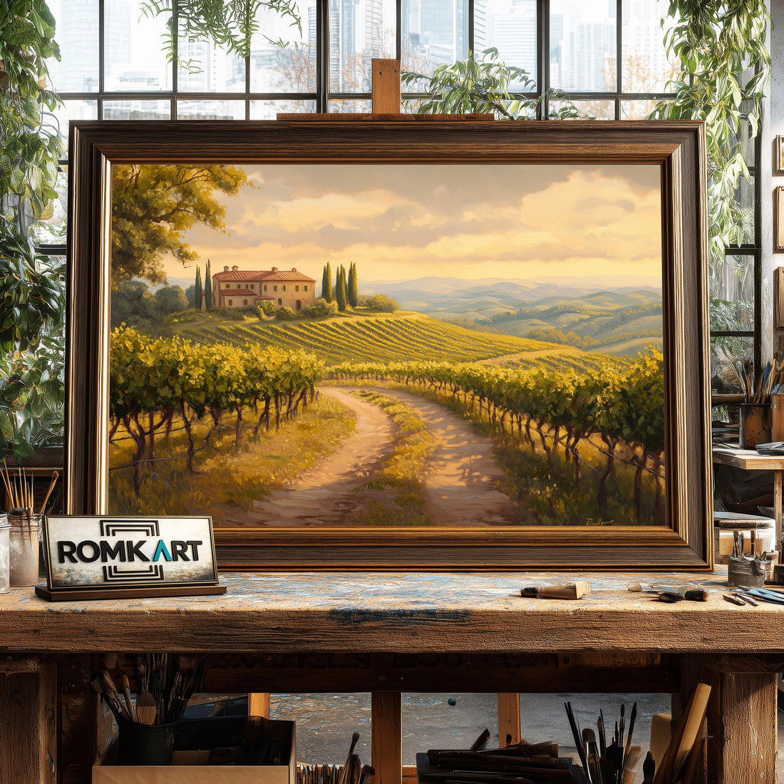 Tuscany Vineyard Landscape hand-painted oil painting on canvas