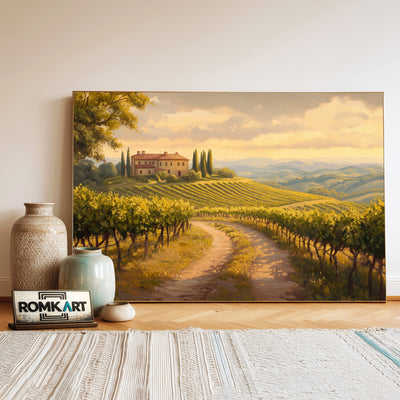 Tuscany Vineyard Landscape Countryside Oil Painting - image 3