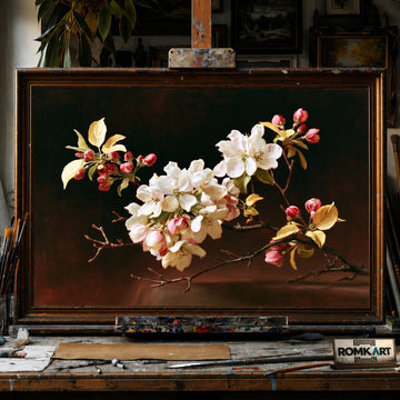 Twisting apple branch - Hand-Painted Oil Painting - View 1