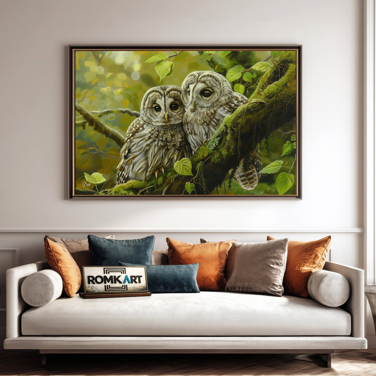 Two Baby Owl Bird Oil Painting - image 4