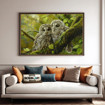 Two Baby Owl Bird Oil Painting - image 4
