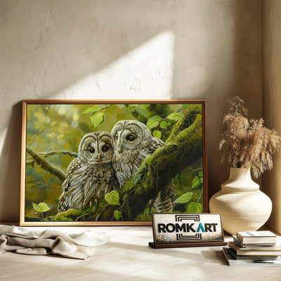 Two Baby Owl Bird Oil Painting - image 6