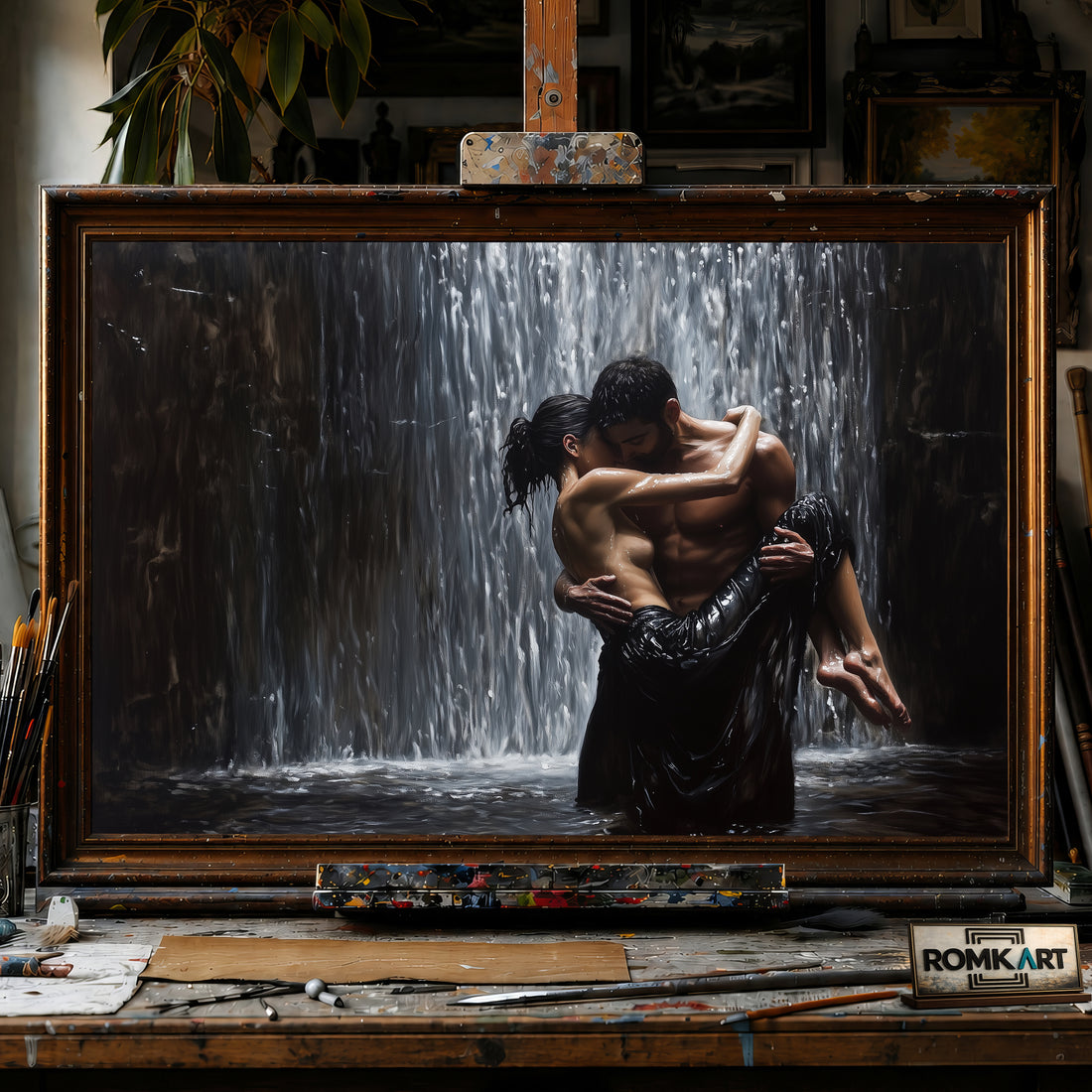 Two Dancers under Water hand-painted oil painting on canvas
