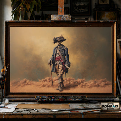 Undead Pirate Captain Skeleton hand-painted oil painting on canvas