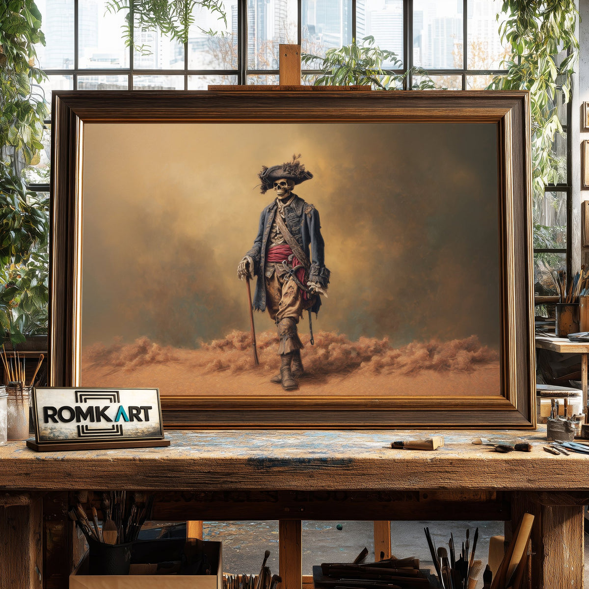 Undead Pirate Captain Skeleton Oil Painting - image 2