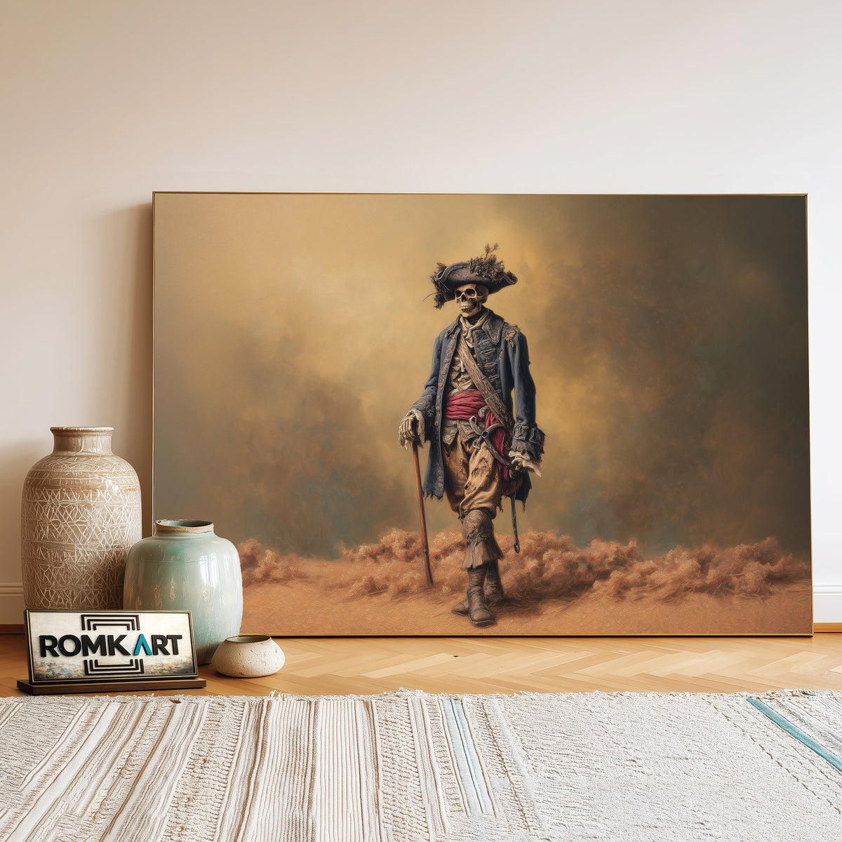 Undead Pirate Captain Skeleton Oil Painting - image 3