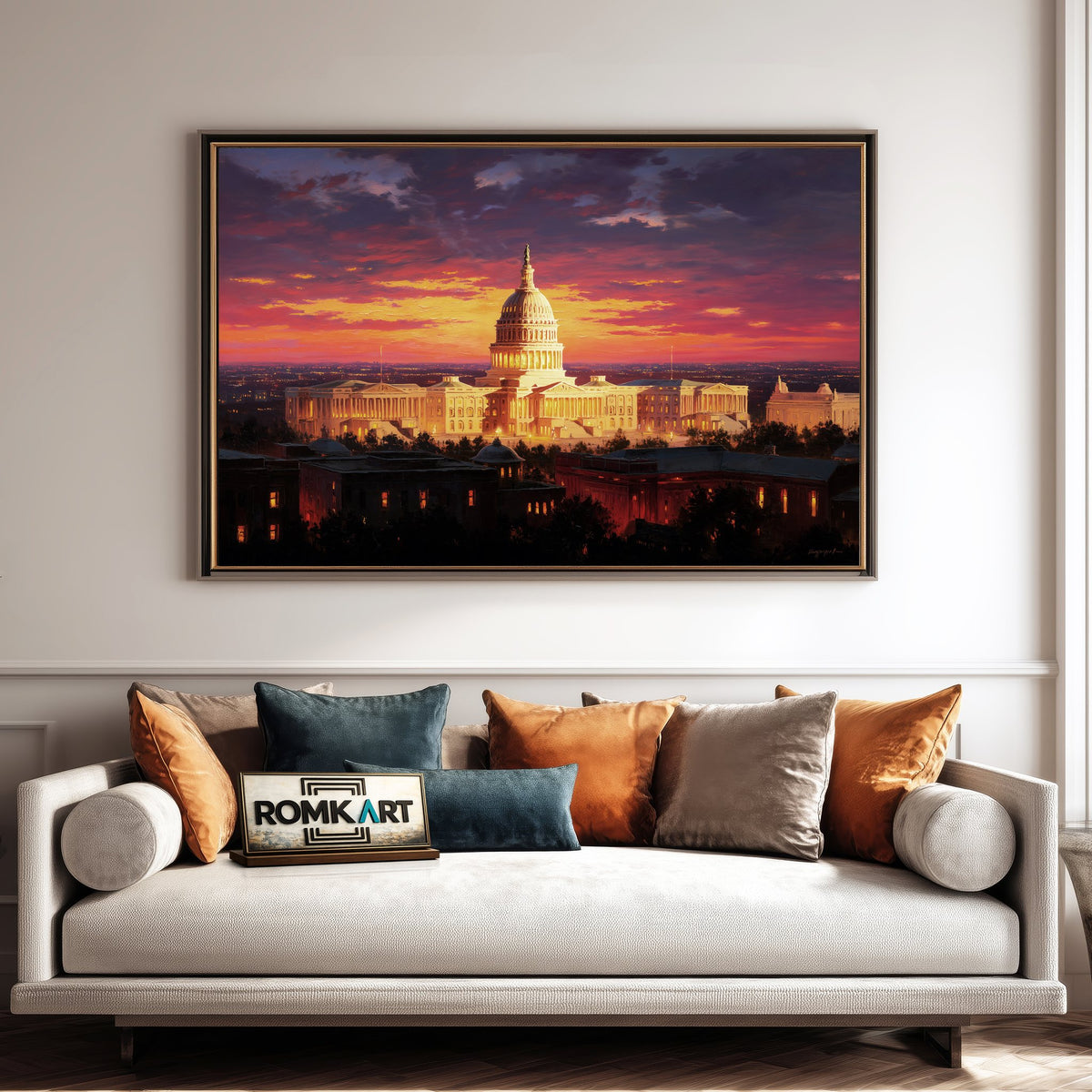 United States Capitol at Sunset Architectural Oil Painting - image 4