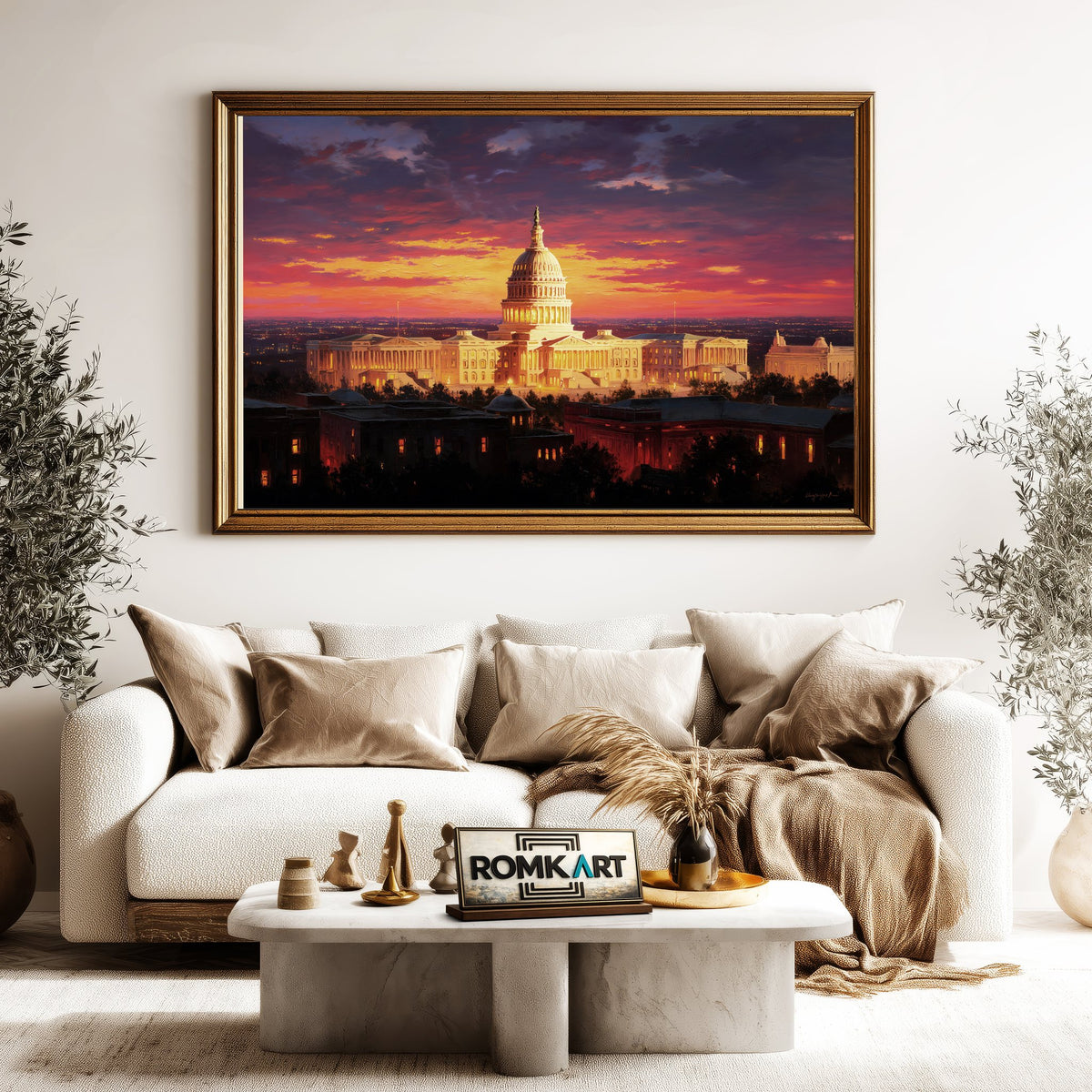 United States Capitol at Sunset Architectural Oil Painting - image 5