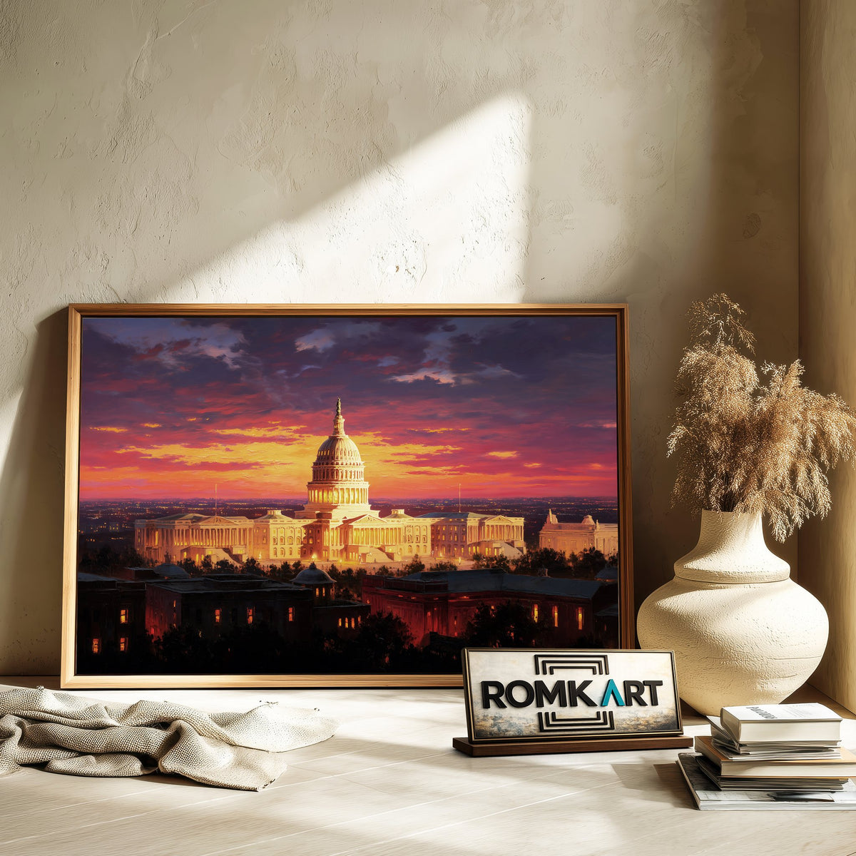 United States Capitol at Sunset Architectural Oil Painting - image 6