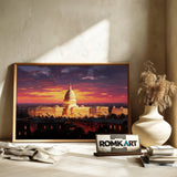 United States Capitol at Sunset Architectural Oil Painting - image 6