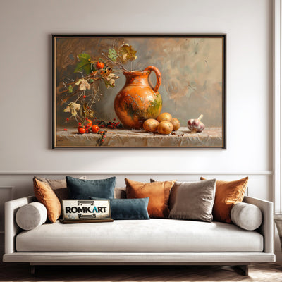 Vase, Potatoes and Garlic Still Life Oil Painting - image 4