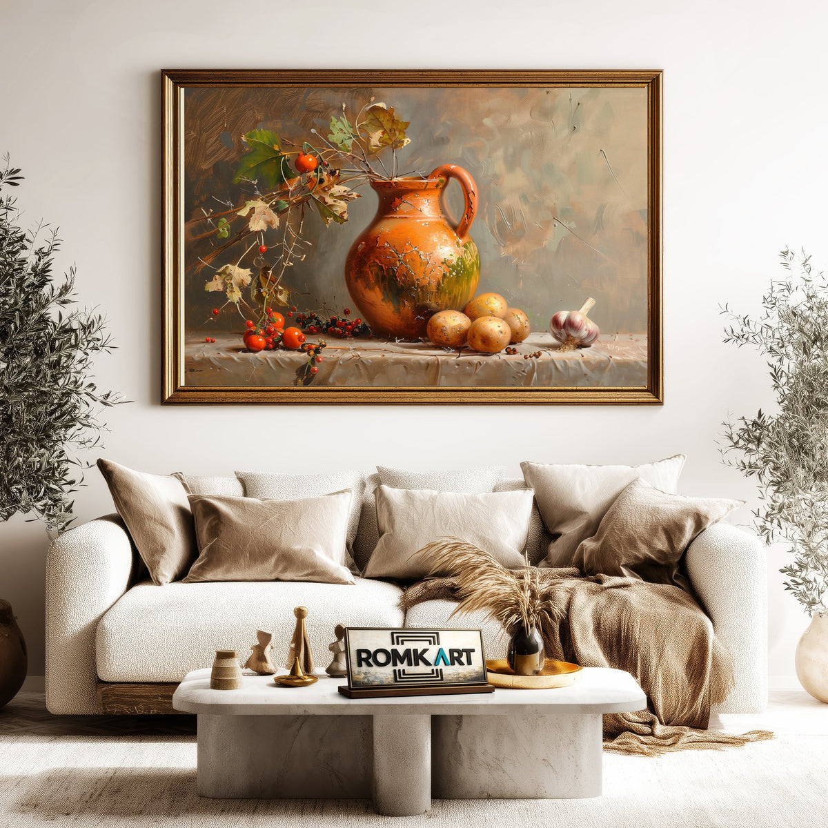 Vase, Potatoes and Garlic Still Life Oil Painting - image 5