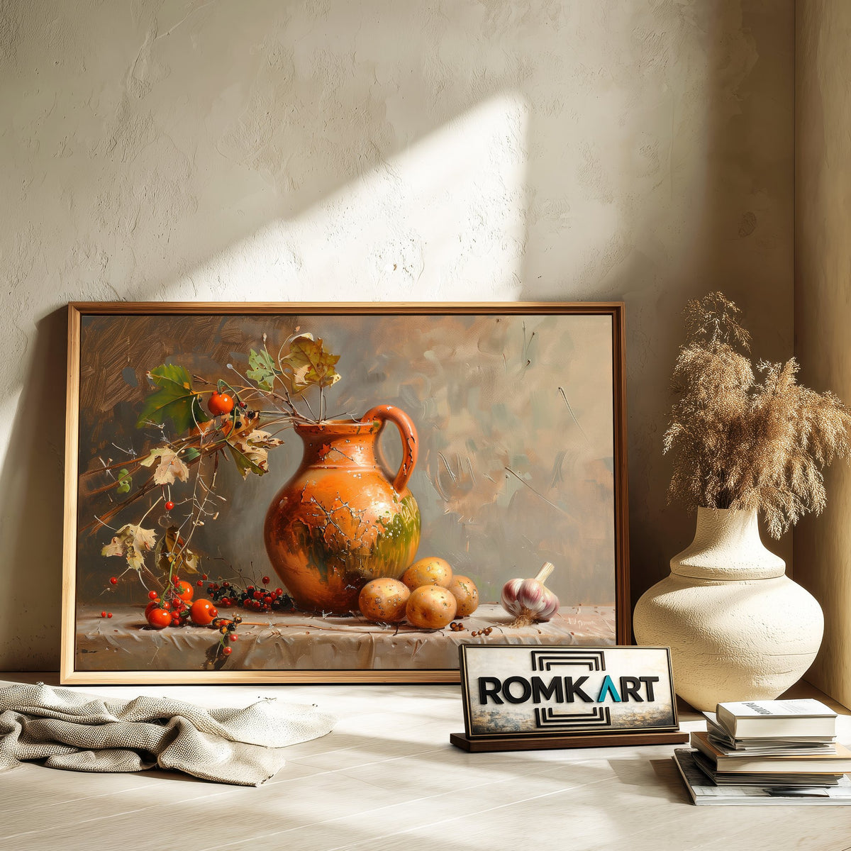 Vase, Potatoes and Garlic Still Life Oil Painting - image 6
