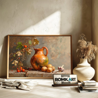Vase, Potatoes and Garlic Still Life Oil Painting - image 6