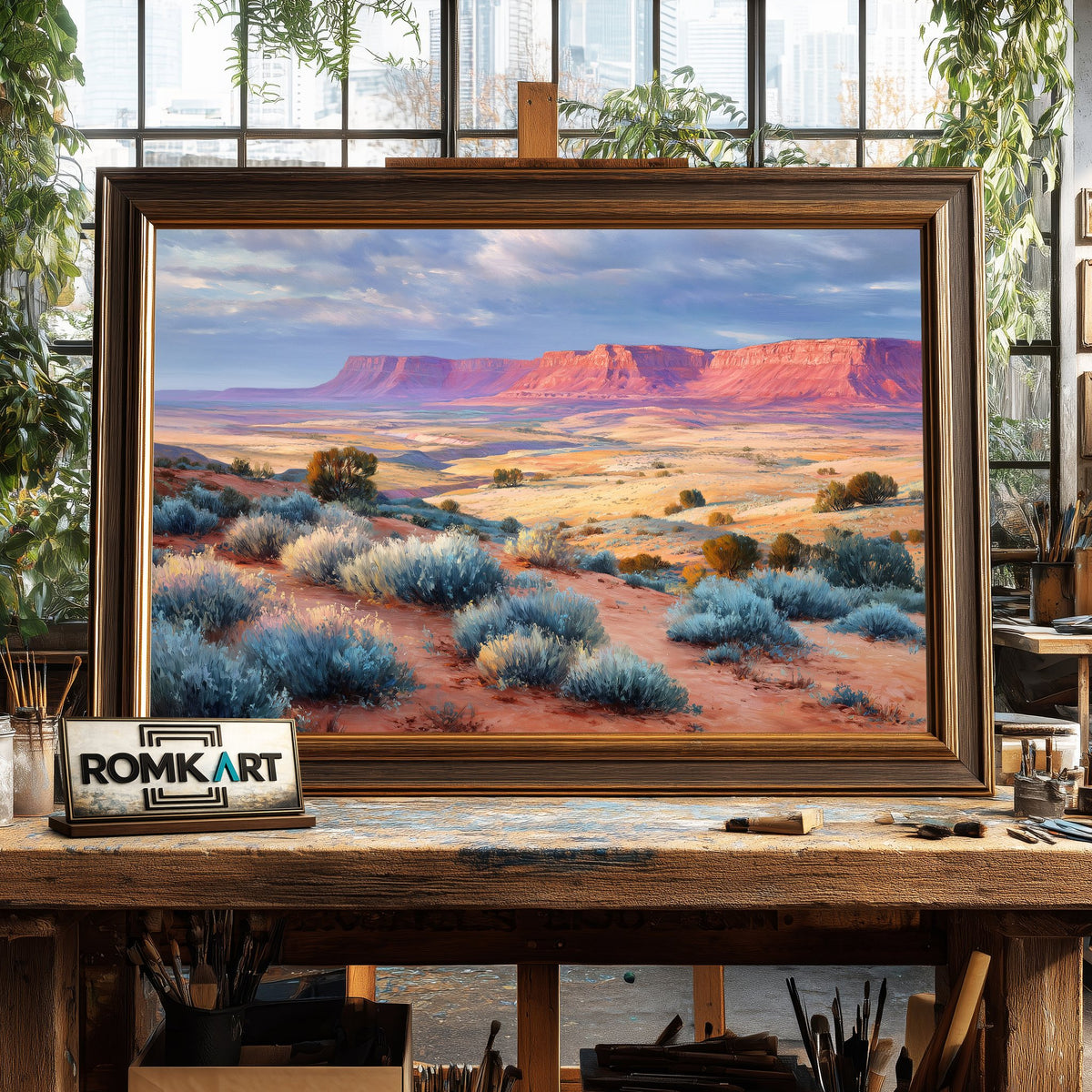 Vast Desert Mesa Landscape Oil Painting - image 2