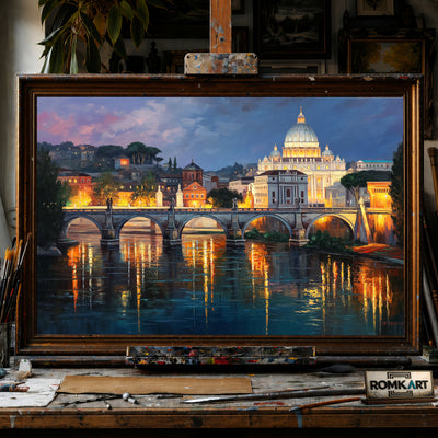 Vatican City at Twilight hand-painted oil painting on canvas