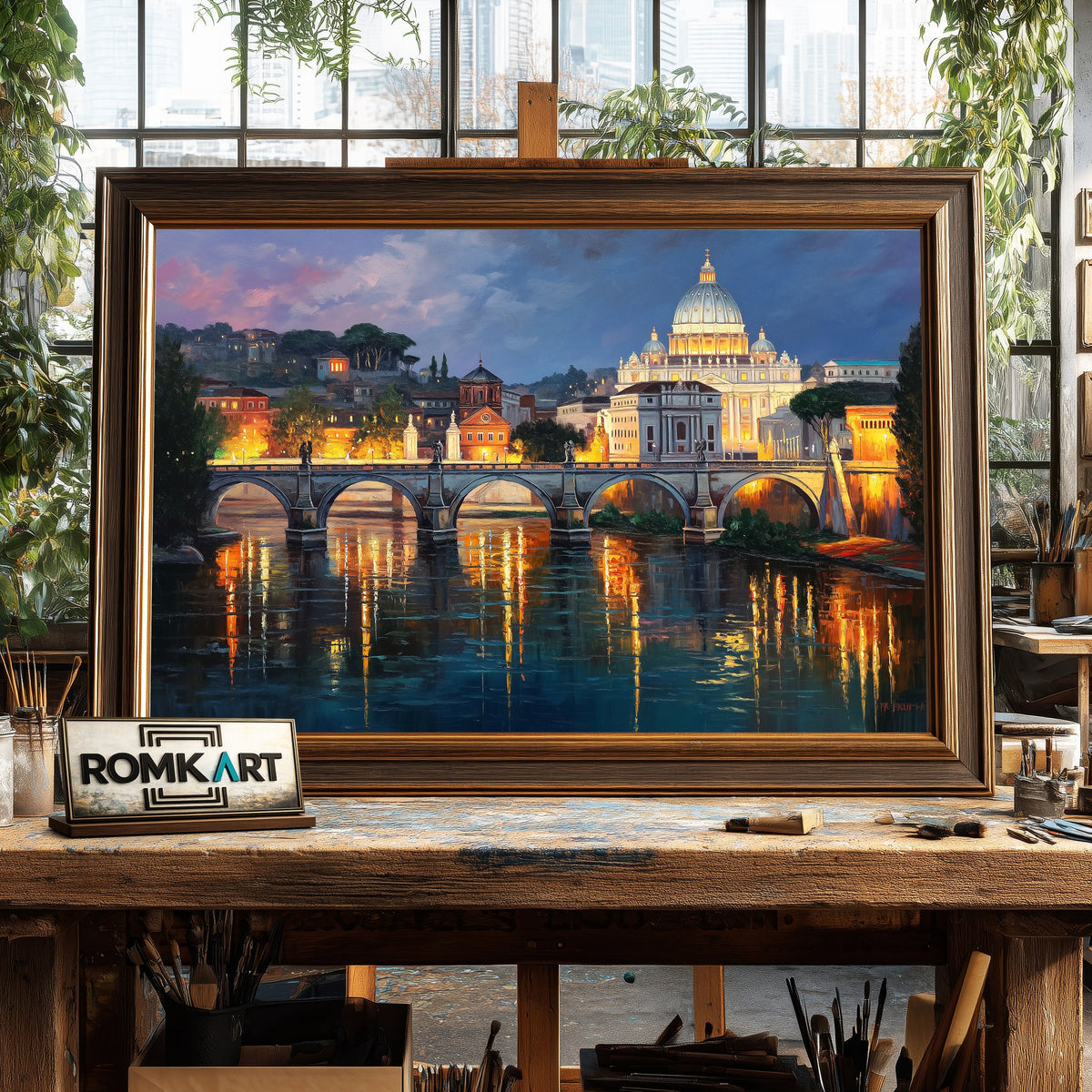 Vatican City at Twilight Architectural Oil Painting - image 2