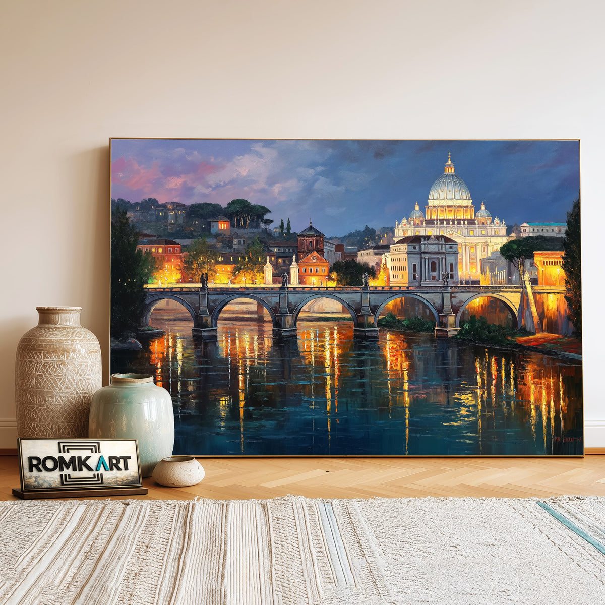 Vatican City at Twilight Architectural Oil Painting - image 3