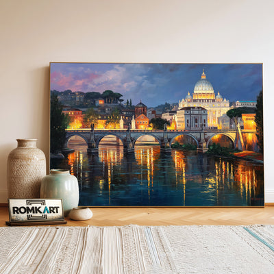 Vatican City at Twilight Architectural Oil Painting - image 3