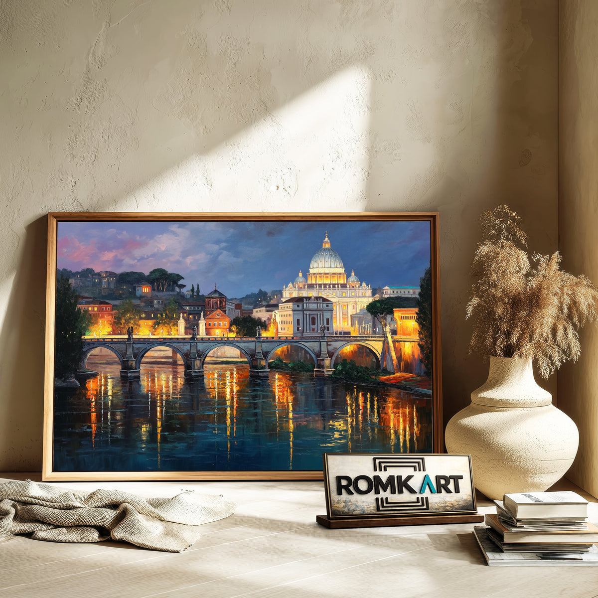 Vatican City at Twilight Architectural Oil Painting - image 6