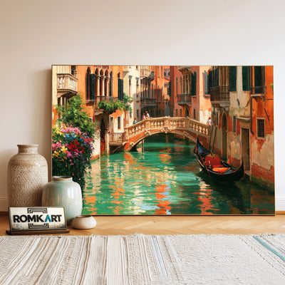 Venetian Canal Art Harbor Seascape Oil Painting - image 3