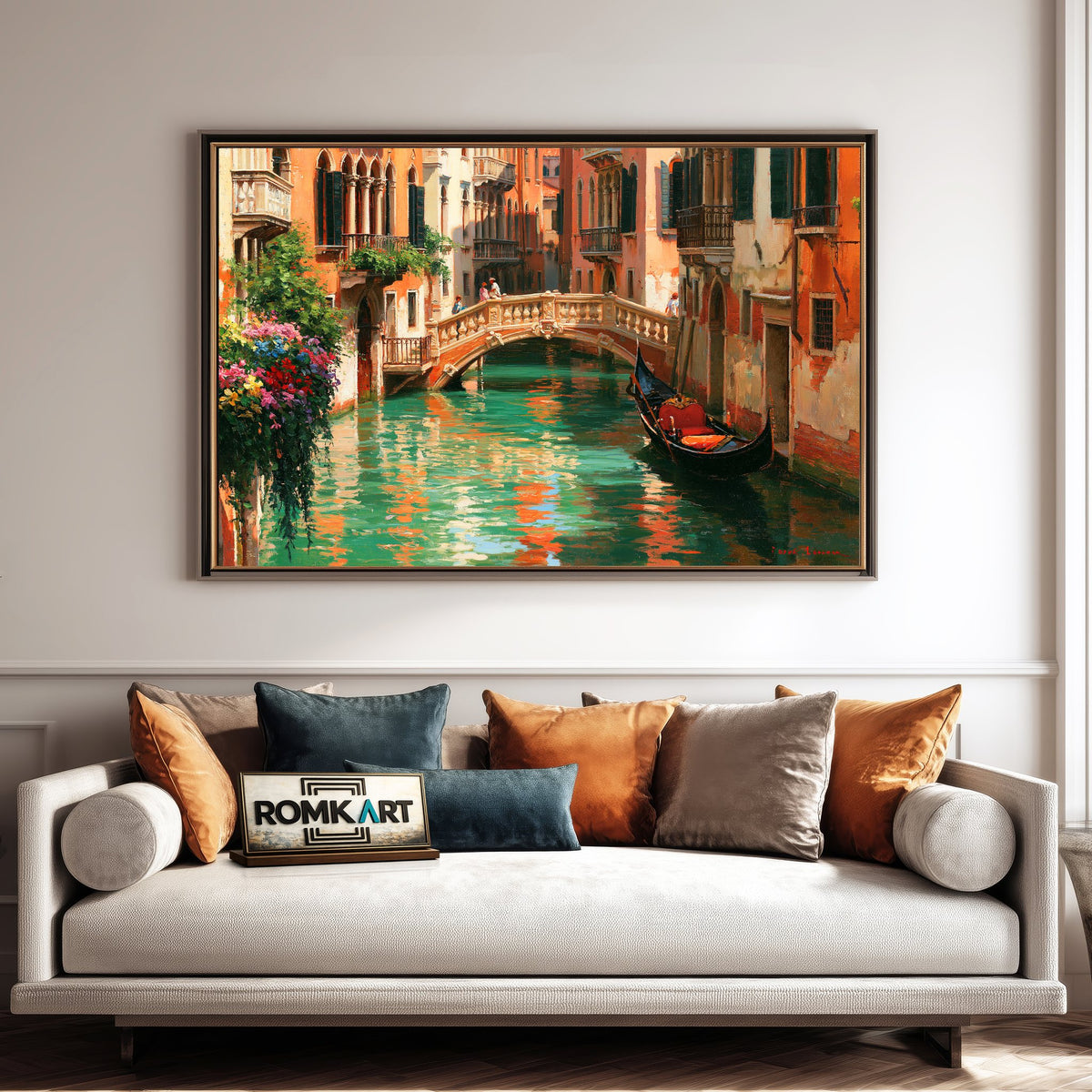 Venetian Canal Art Harbor Seascape Oil Painting - image 4