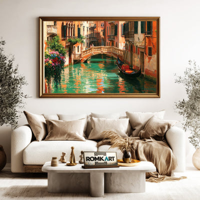 Venetian Canal Art Harbor Seascape Oil Painting - image 5