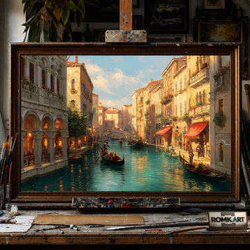 Venetian Canal - Hand-Painted Oil Painting - View 1