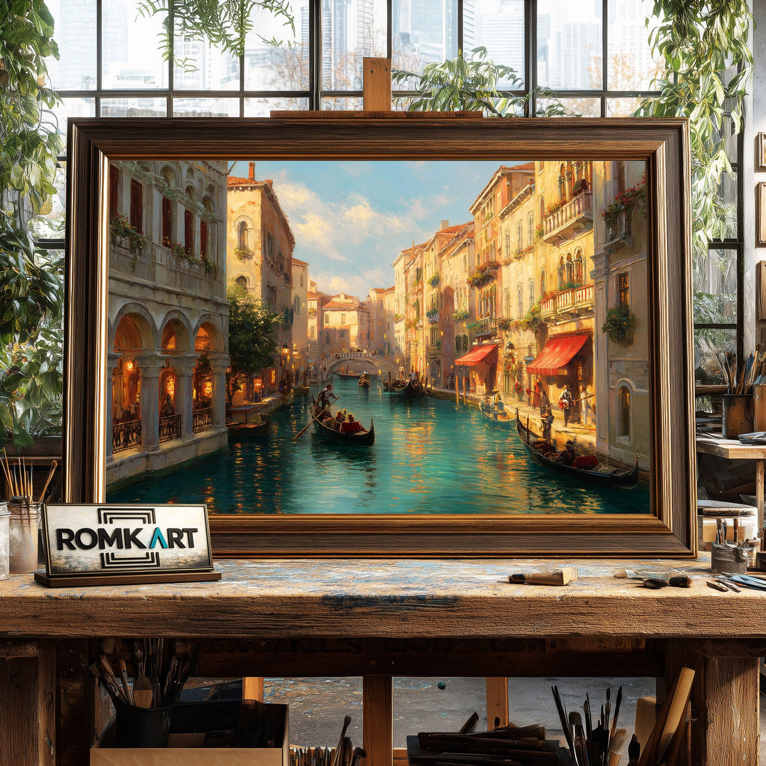 Venetian Canal - Hand-Painted Oil Painting - View 1
