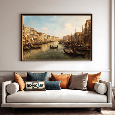 Venetian Canal Harbor Seascape Oil Painting - image 4