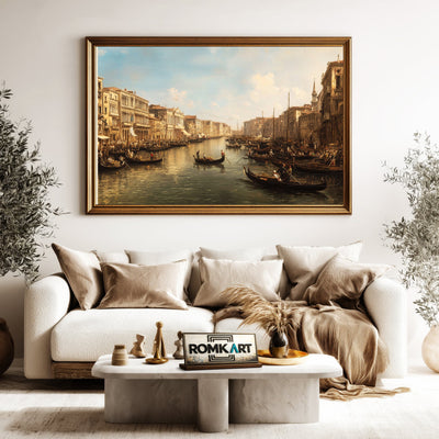 Venetian Canal Harbor Seascape Oil Painting - image 5