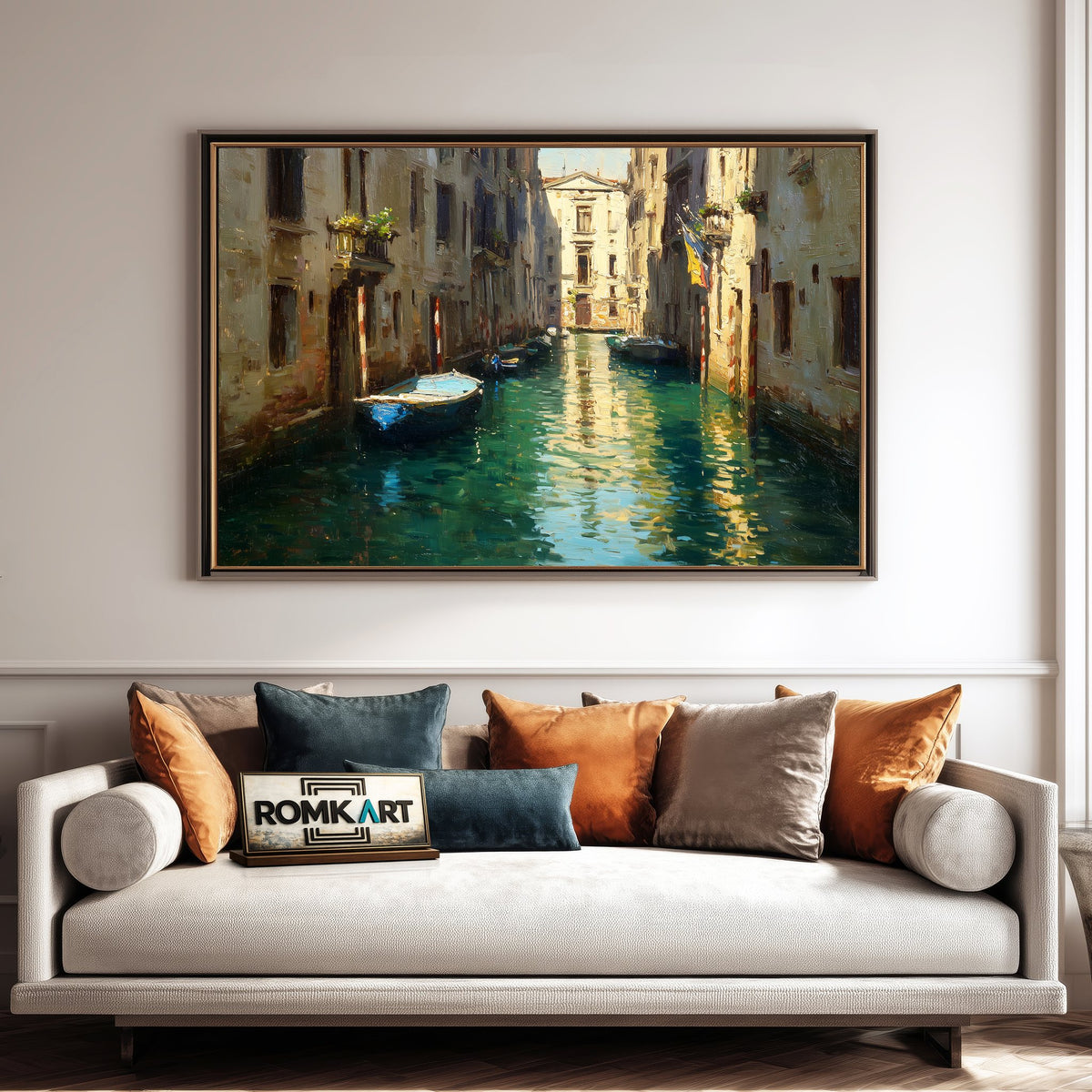 Venetian Canal Venice Harbor Seascape Oil Painting - image 4
