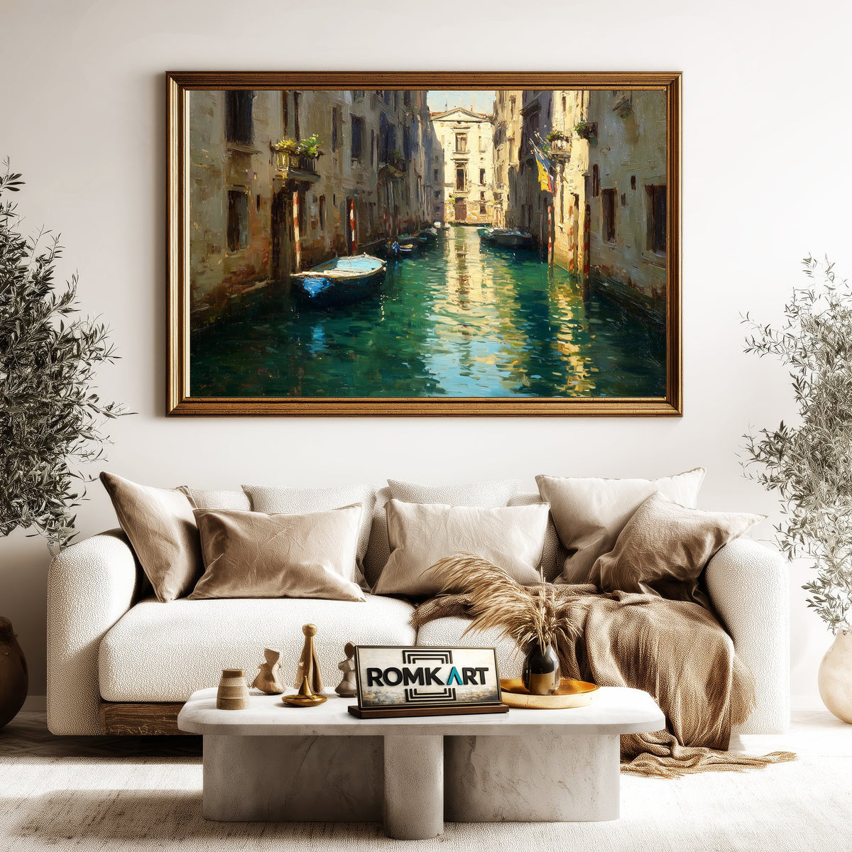 Venetian Canal Venice Harbor Seascape Oil Painting - image 5